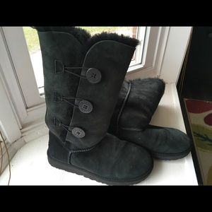 UGG Bailey Button Triplet Boot Black Ugg Boots Tall Size 8